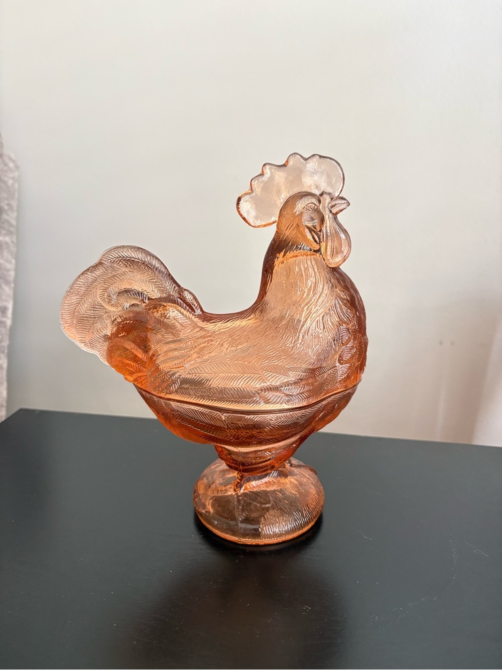 Vintage Westmoreland Pink Glass Rooster On Nest Covered Dish